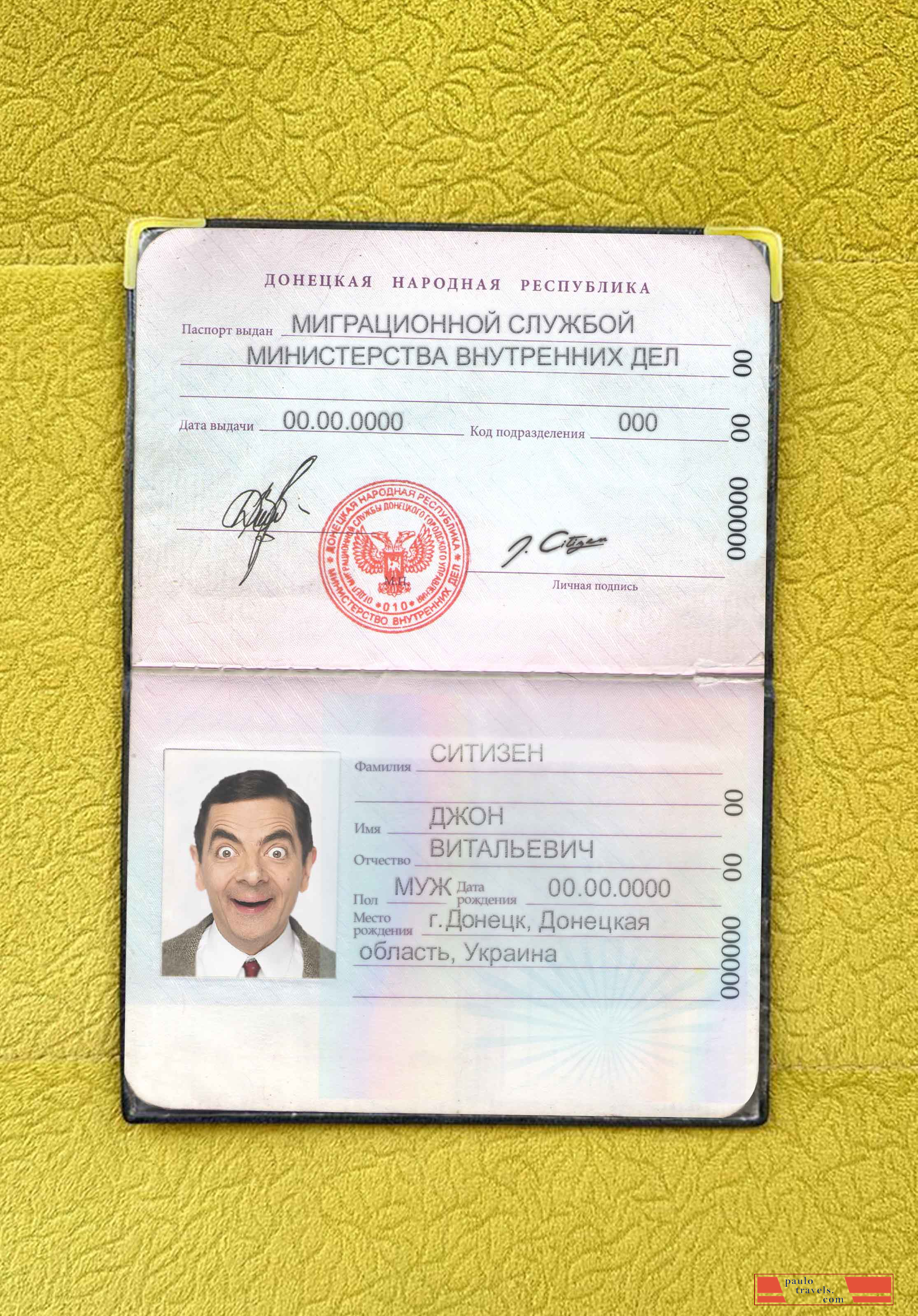 Donetsk People's Republic passport photo look PSD template